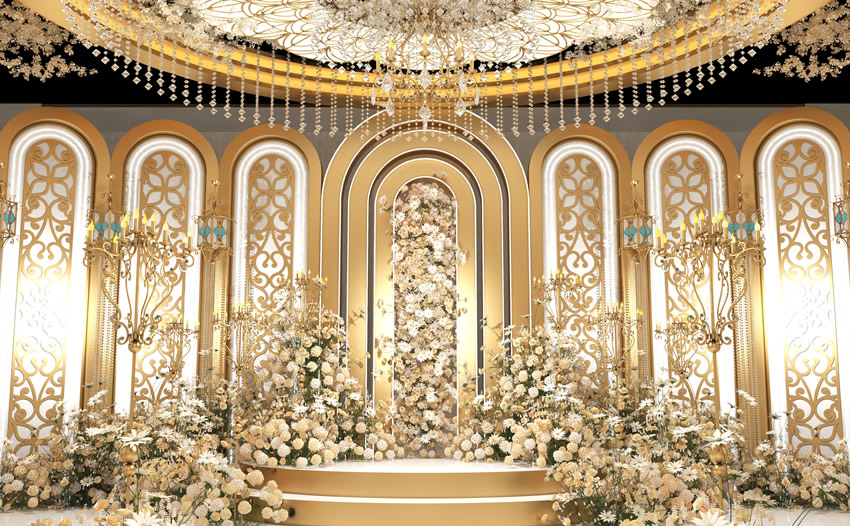 南山香槟色调婚礼堂效果展示